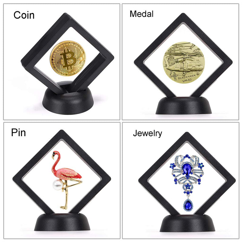 NewNest Australia - Skelang 3D Floating Display Case Display Stand Holder Suspension Frame for AA Medallion, Antique，Challenge Coin, Chip, Jewelry, Pin (2.75"×2.75"×0.75") 