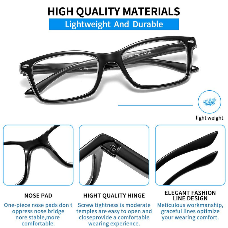 Suertree Spring Hinge (3 Pack) Reading Glasses Visual Aid Eye Optics Glasses Reading Aid for Women Men from 2.0X BM151 2.0x Diopters 3pc Bm151 - NewNest Australia