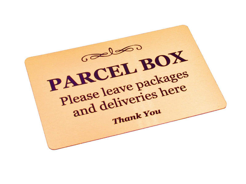 Parcel Box Sign - Manufactured from Metal. Aluminium with 3M Adhesive. Notice for Deliveries, Packages and Post. Make Sure You Don’t Lose Any Mail Again (Brass) Brass - NewNest Australia