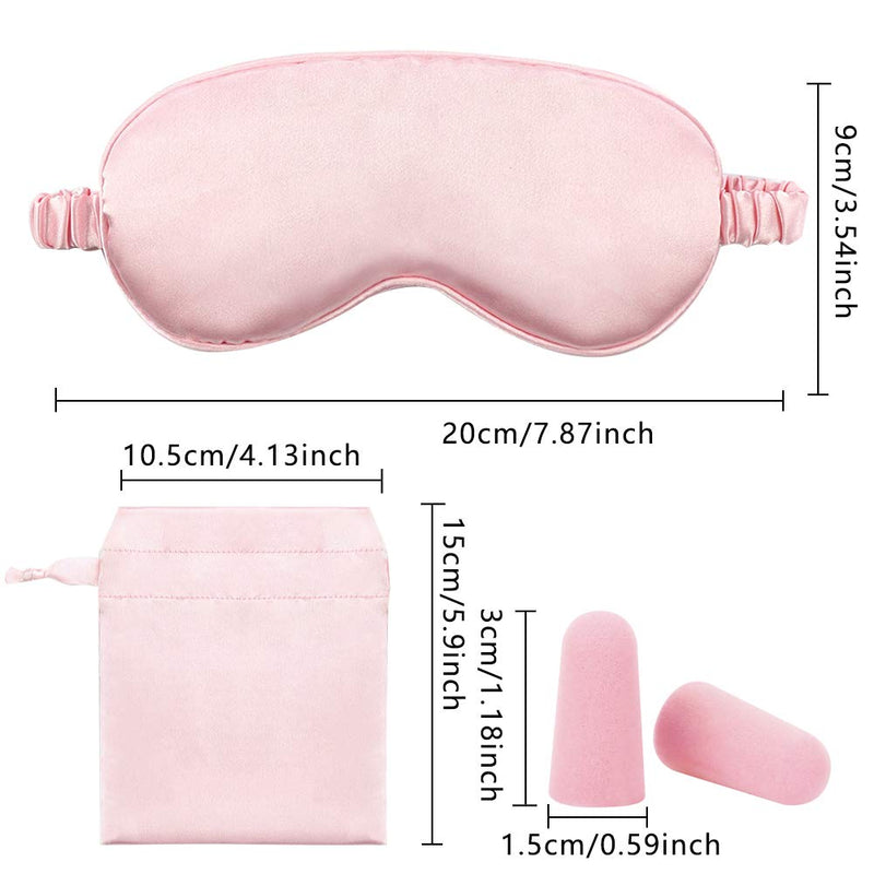 Pink Sleep Eye Mask Silk Sleep Mask Ultra Soft Blindfold Breathable Eye Cover Sleeping Mask Eyeshade with Elastic Strap and Ear Plug for Men Women Kids Night Sleeping Travel Nap Mothers Day Presents Pink - NewNest Australia