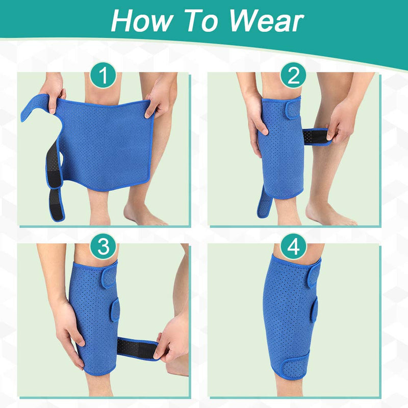 Calf Brace, Shin Splint Support Lower Leg Compression Wrap with Adjustable Three Anti-Slip Strap Support for Pulled Calf Muscle Pain Strain Injury, Sprain and Swelling, Fits Men and Women (Blue) - NewNest Australia