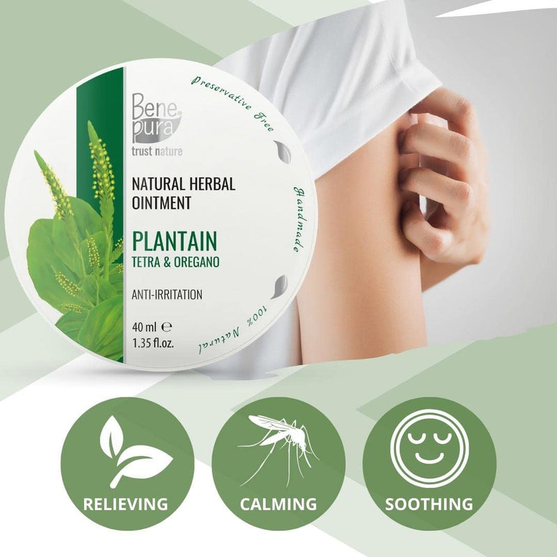 BenePura Plantain Ointment for Eczema Itch Relief Cream - Eczema Cream for Adults - Natural Anti Itch Cream for Humans - Heat Rash Cream for Adults - Itchy Skin Cream, Dermatitis Cream - 40 ml - NewNest Australia