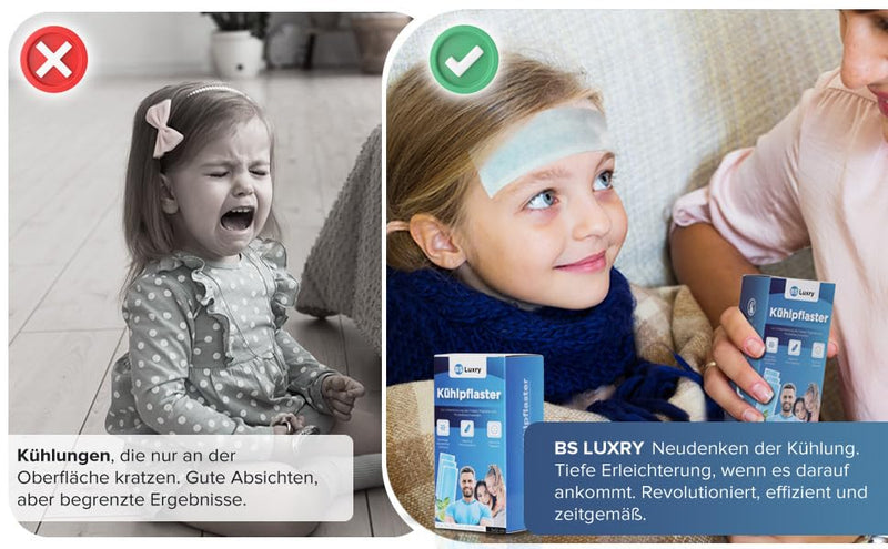 BS Luxry 20x cooling plasters TEST WINNER 2023* - immediate cooling for fever and migraines - cold compress for muscle and joint pain - fever plaster for children aged 1 year and over - NewNest Australia