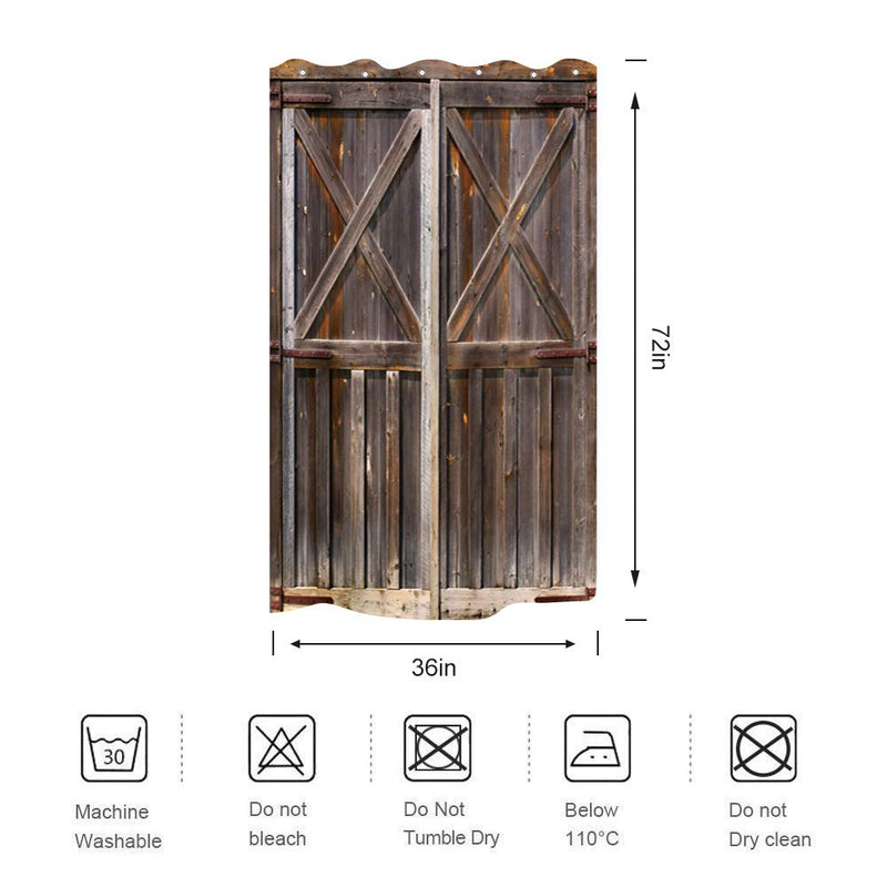 ZXMBF Rustic Shower Curtain Old Wooden Barn Door Farmhouse Oak Countryside Village Board Rural Life Theme Bath Curtain Waterproof Fabric Bathroom Decor 36x72 Inch Brown Plastic Hooks 7 PCS 36L*72W - NewNest Australia