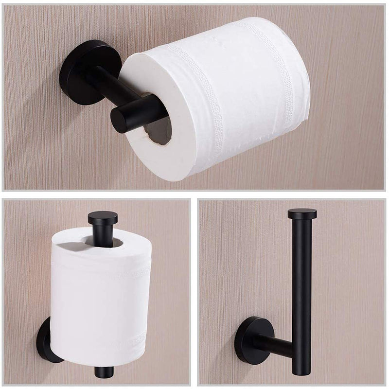 ZMTT Toilet Paper Holder Stainless Steel, Modern Tissue Roll Dispenser Wall Mount for Bathroom & Kitchen (Black) Black Long Rod 1pack - NewNest Australia