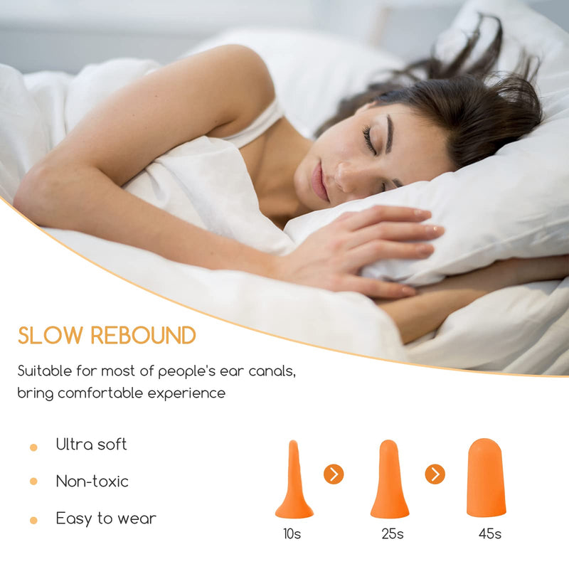 Super Soft Ear Plugs For Sleeping, 38Db Highest Snr 60 Pairs, Ear Plugs For Sleeping With Aluminum Carry Case, For Snoring, Learning, Travel, Concerts, Loud Sounds (Orange) - NewNest Australia