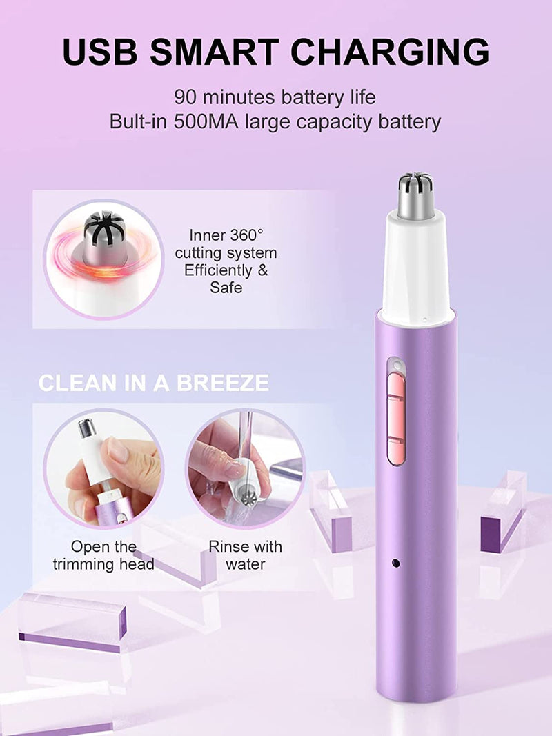 Nose hair trimmer, nose hair trimmer, ear hair trimmer, 2 in 1 professional, precision women's eyebrow and facial hair trimmer, IPX7 waterproof double blade, easy to clean - NewNest Australia