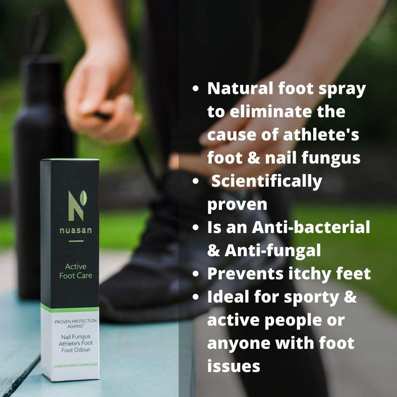 Nuasan Active Foot Care Foot Spray - Athletes Foot Treatment, Antifungal, Antibacterial Spray for Smelly Feet - Natural Nail Fungus Protection, Foot Deodorant - Itchy Feet Relief, Foot Odour Control - NewNest Australia