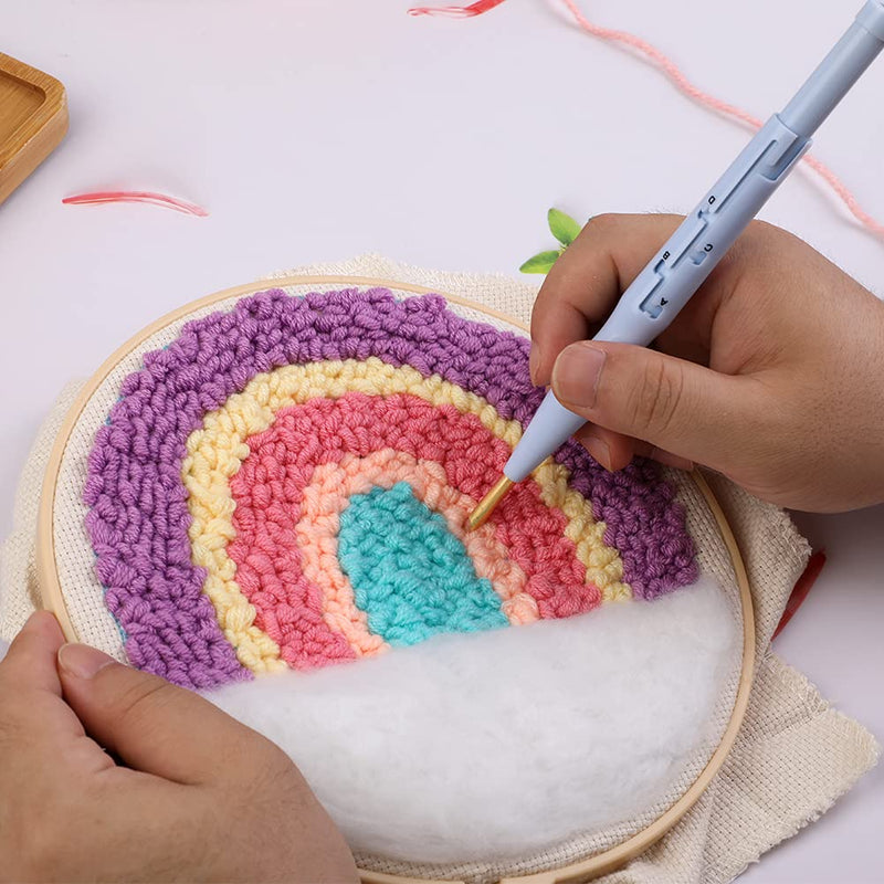 Jupean Embroidery Punch Needle, 156 Pcs Punch Needle Tool with Needle Punch, 110 Pcs Embroidery Thread, Embroidery Hoops, Embroidery Needles, Punch Needle Kit for Beginners - NewNest Australia