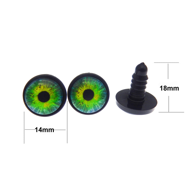 20 Pairs Dragon Eye Safety Eye for Stuffed Animal Doll Making with Washer Craft Eyes Teddy Bear Amigurumi Crochet Toy (14mm) 14mm - NewNest Australia