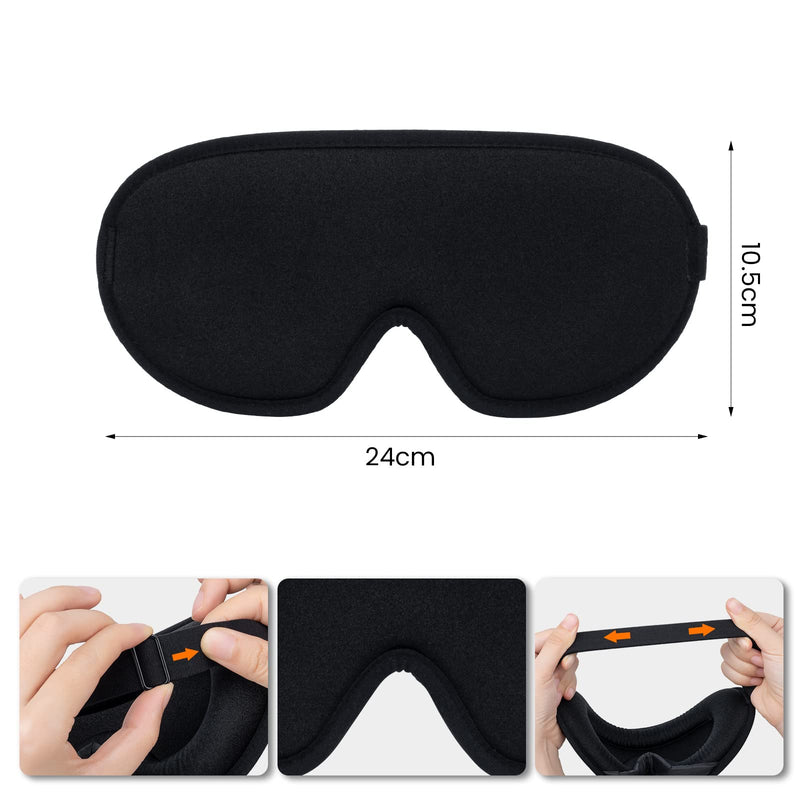 Sleep Eye Mask, 3D Contoured Sleep Mask Light Blocking Sleep Mask for Women and Men, Soft and Comfortable Night Eye Blinder, Suitable for Travel, Lunch Breaks, Sleeping, Meditation Black - NewNest Australia
