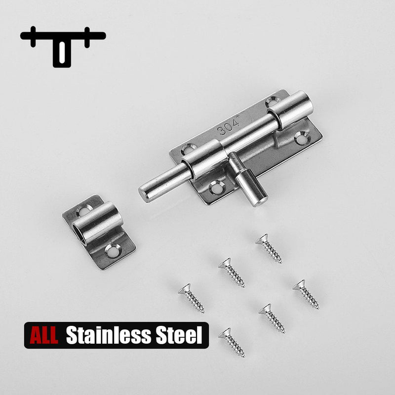 JQK Barrel Bolt Door Latch, 304 Stainless Steel Thickened 1.4mm, 3 Inch Silver, 2 Pack HBB100-P2 2 Pieces - NewNest Australia