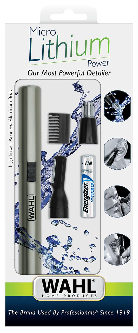 Wahl Micro Lithium Nose Hair Trimmer for Men and Women, 3-in-1 Nose/Ear and Eyebrow Trimmer, Lithium Battery, Washable Heads Single - NewNest Australia