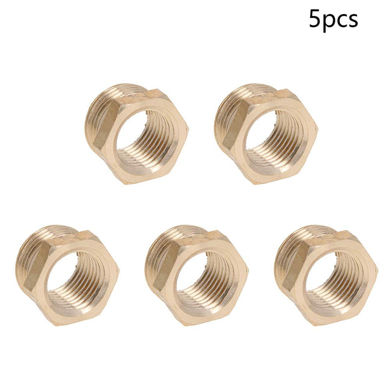 MroMax Brass Threaded Pipe Fitting 3/8 PT Male x 1/4 PT Female Hex Bushing Adapter 5pcs 3/8"PT Male x 1/4"PT Female - NewNest Australia