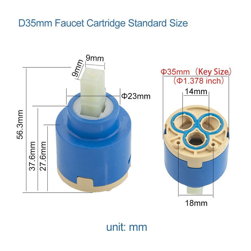 XUCHUAN Diameter 35mm Ceramic Faucet Cartridge Replacement for Single Handle Kitchen Basin Shower Faucet Part, Ceramic Facuet Valve - NewNest Australia