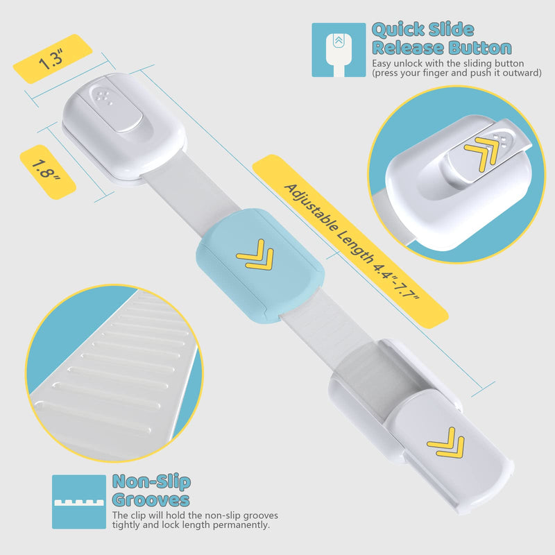 Baby Proof Cabinet Latches (2 Pack) Childproof Drawer Latches with 3M Adhesives, Adjustable Flexible Strap No Drilling Child Safety Cabinet Locks Straps Baby Drawer Locks for Kids Baby Safety 2 Pack - NewNest Australia