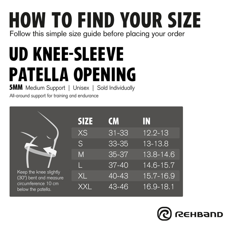 Rehband Patella Knee Support 5 Mm Neoprene, Supportive Knee Support With Patella Opening, Optimal Knee Protection For Strength Sports, Jogging And Fitness, Colour: Black, Size: L - NewNest Australia