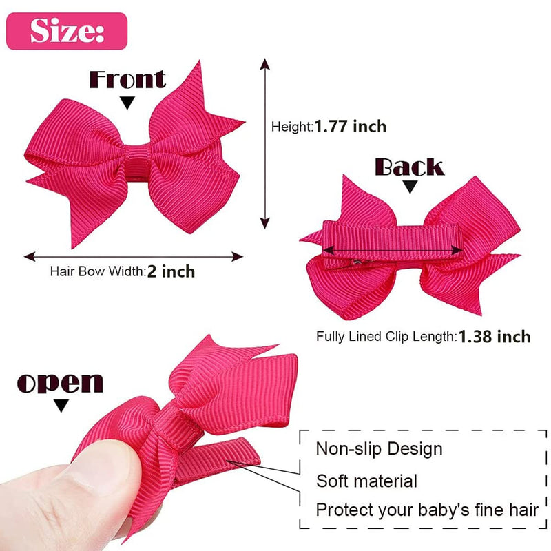 80Pieces Baby Girls Clips 2" Mini Hair Bow Grosgrain Ribbon Hair Bows with Fully Ribbon Lined Alligator Clips for Baby Girls Infant Toddlers Kids 40 Colors in Pairs - NewNest Australia