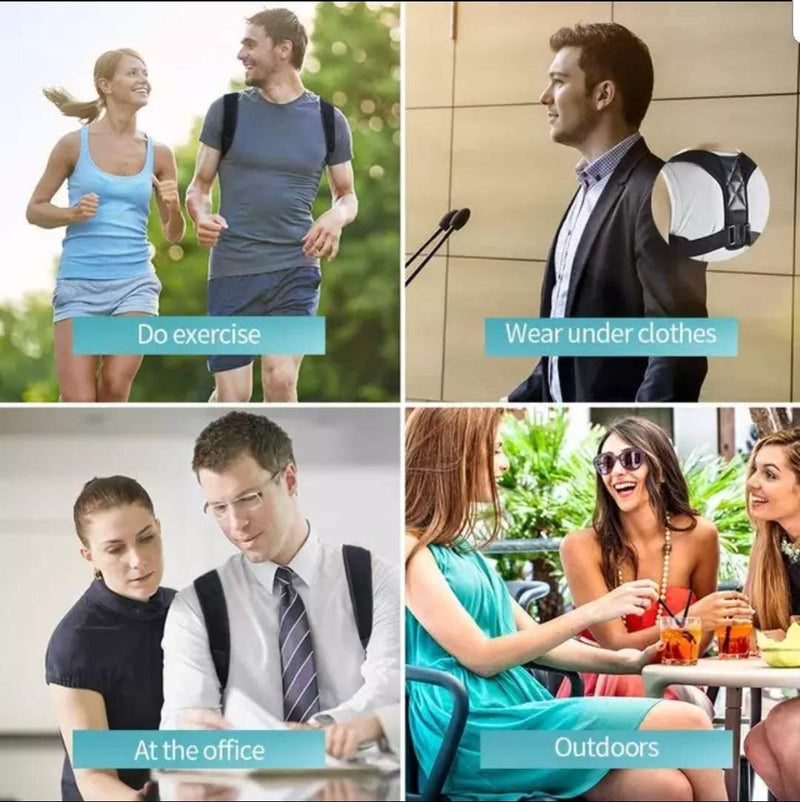 Spinegear Posture Corrector Adjustable back brace, back support, shoulder straps slouching corrector, upper back harness posture back straightener Pain Relief For Men And Women black M - NewNest Australia