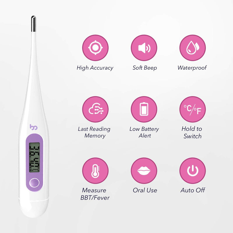 Femometer Digital Basal Body Thermometer Fertility Monitor Record BBT Manually, Draw BBT Chart Pinpoint Ovulation Day, High Accuracy Perfect Companion for Ovulation (Purple) - NewNest Australia