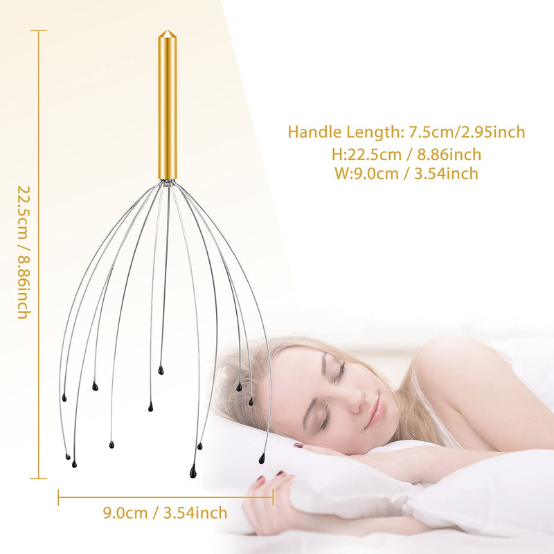 Sancheay Head Massager, Manual Scalp Head Scratcher, Handheld Scalp Massager for Deep Relaxation, Hair Stimulation and Stress Relief (Gold & Silver) Gold & Silver - NewNest Australia