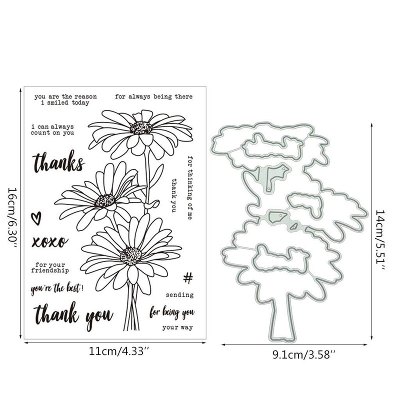 Cute Chamomile Silicone Clear Stamp and Die Sets for Card Making, DIY Embossing Photo Album Decorative Craft - NewNest Australia