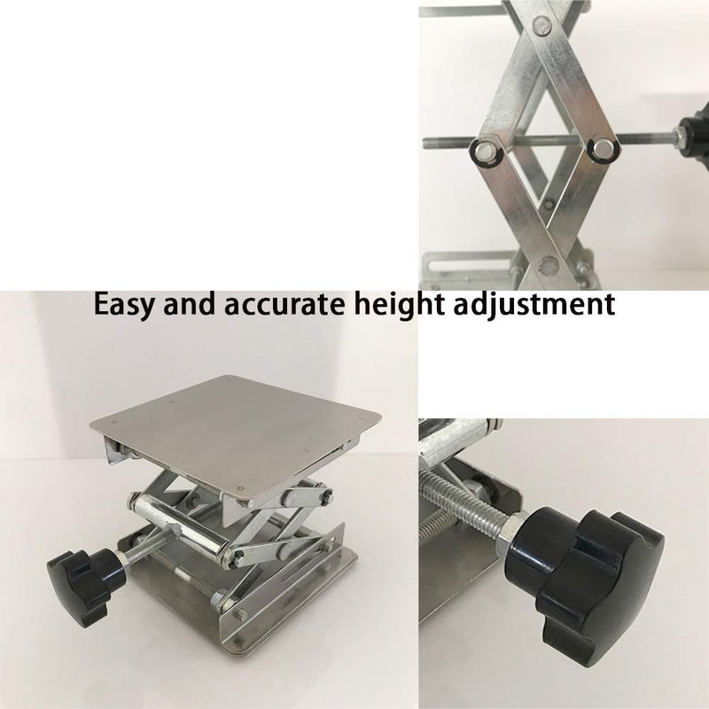 LabZhang 4" x4", Stainless Steel Lab Jack Scissor Stand Platform,Lab Lift Stand Table, Scientific Scissor Lifting Jack Platform,Expandable Lift Height Range 50mm-145mm,Maximum Support Weight 10kg 4X4 - NewNest Australia