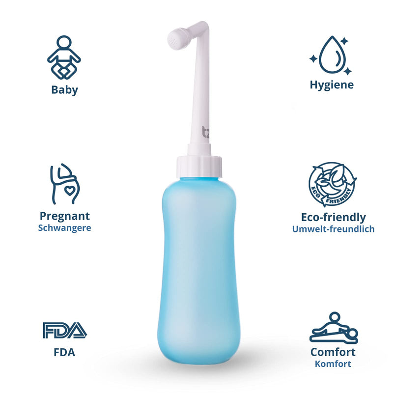 T2 Perineal Bottle - Portable Bidet for Postpartum Care, Pain Relief - 450ml Plastic Squeeze Bottle with 60° Nozzle & Washable Storage Bag - Hospital Bag Maternity Essential, Gift for Mum to Be - NewNest Australia