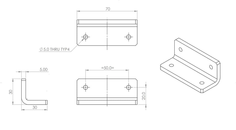 4 x V2, 5mm thickness, Angle L Brackets, Polished Clear Transparent Perspex Acrylic + 20x M5 Bolts, Clear Right Angle Bracket, Corner - NewNest Australia