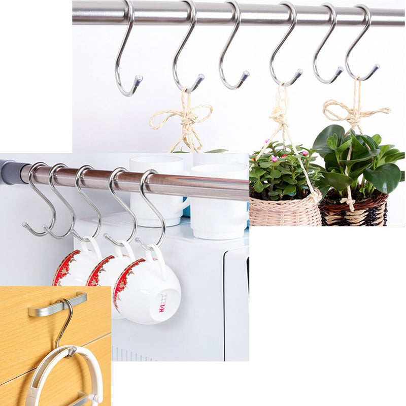 NewNest Australia - GCA 20 Pack 304 Stainless Steel Heavy-Duty Medium S Shaped Hooks Kitchen Hooks Hanging Hooks for Kitchen, Bathroom, Bedroom, Office … 9CM 