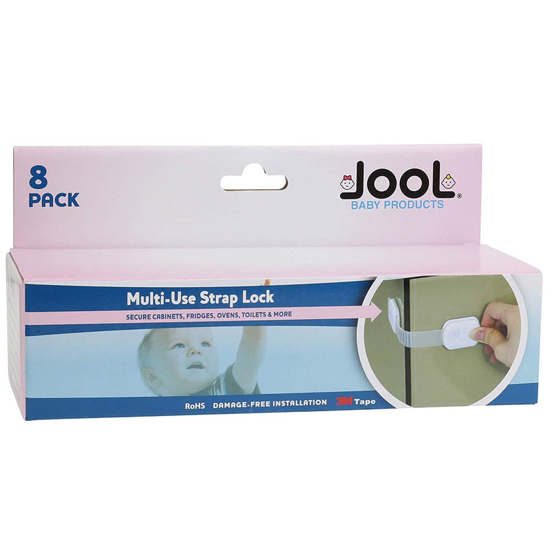 Child Safety Strap Locks (8 Pack) for Fridge, Cabinets, Drawers, Dishwasher, Toilet, Adhesives No Drilling - Jool Baby… - NewNest Australia