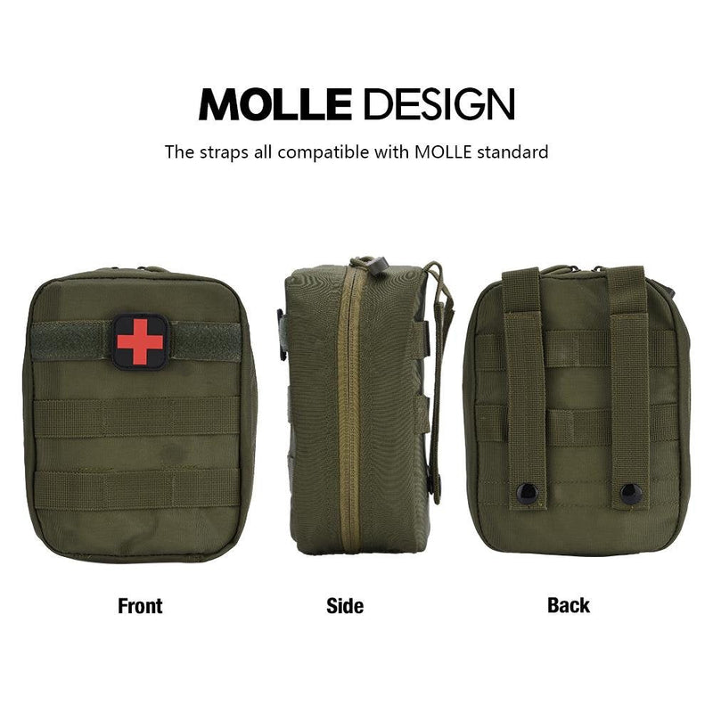 First Aid Medical Bag, First Aid Pouch Emergency Survival Kit Outdoor Backpack Molle Bag For Home Car Hunting Workplace Camping Travel 1000D Oxford Fabric (Army Green) - NewNest Australia