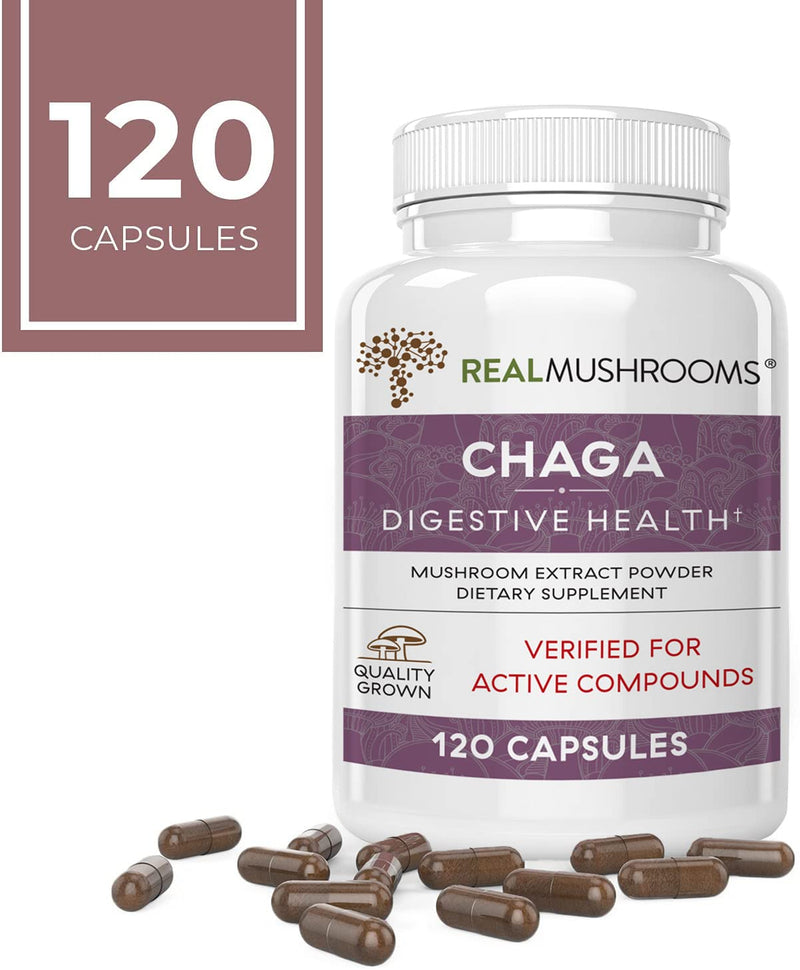 Chaga Extract Immune and Digestive Support Organic Capsules - Non-GMO Supplement with Beta-Glucans 120 Count (Pack of 1) - NewNest Australia