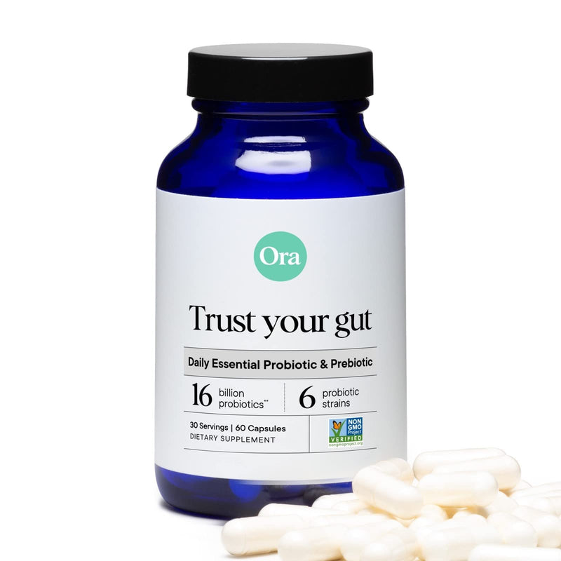Ora Organic Probiotics with Prebiotics - Vegan Prebiotic and Probiotic for Digestive Health | Dairy-Free, Gluten-Free, for Sensitive Stomachs - 60 Easy to Swallow Capsules 1 Pack - NewNest Australia