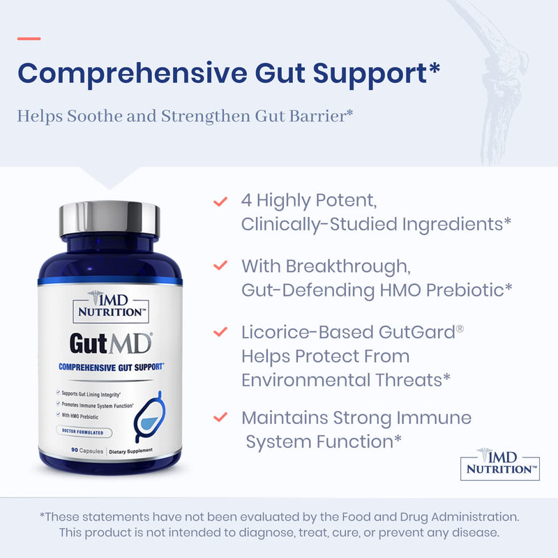 1MD Nutrition GutMD - L-Glutamine and Prebiotic for Gut Integrity | Promote Digestive Tract Health | 90 Capsules 90 Count (Pack of 1) - NewNest Australia