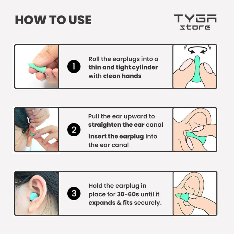 TYGA Soft Foam Earplugs, 60 Pairs, 38dB SNR, Highest Noise Cancelling for Sleeping, One Size for Snoring, Studying, Travel, Motorcycle, Loud Noise Etc - Mint Green - NewNest Australia