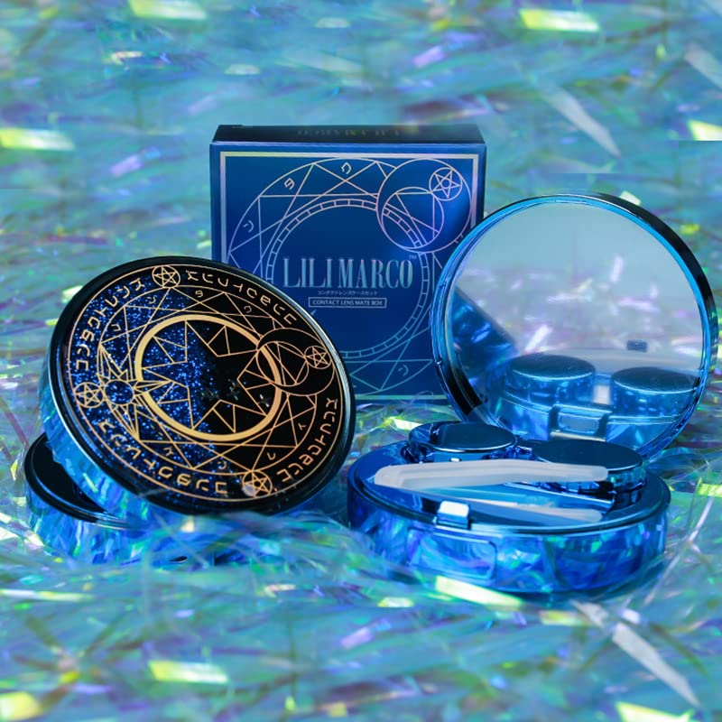 Travel Contact Lens Cases with Mirror, Magical Girl, Durable, Compact, Portable Soak Storage Kit, Protect Your Eyes, Home Case Easy Carry Mini Box,Tweezers Solution Bottle Lens Container (Blue) Blue - NewNest Australia