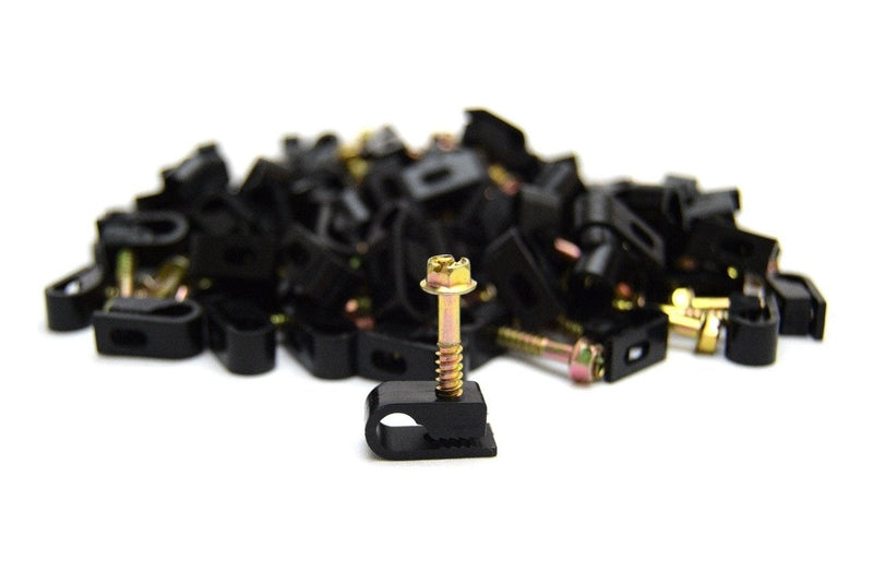 100 pcs Single Black Mounting Flex Clips w/Strain Relief Screw RG6 RG59 - NewNest Australia