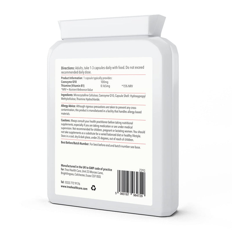 Co-Enzyme Q10 Supplement (CoQ10) - 100 milligrams 90 Vegetarian Capsules - Naturally Fermented Trans Form for High Absorption - UK Manufactured to GMP Standards - NewNest Australia