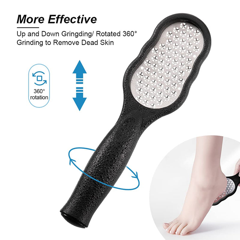 Vokmon Foot File Foot Scraper Set - 2Pcs Stainless Steel Pedicure Tools Set Foot Rasp for Hard Skin | Callus Remover with Dual Sided Foot File Foot Grater Scrubber for Feet Hand Care Black1 - NewNest Australia