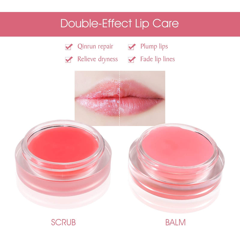 Double Effect Lip Sleeping Mask, Lip Mask & Lip Scrub Intensive Lip Repair Treatment, Lip Moisturizer for Lip Care Lip Primer Sleeping Lip Balm with Collagen Peptide peach - NewNest Australia