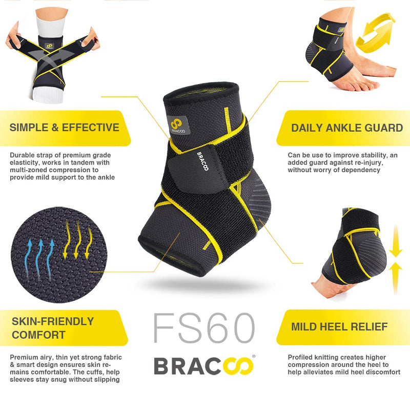 Bracoo Fs60 Foot Brace - Adjustable Ankle Brace, Ankle Protection, Breathable, Fuj Bandage For Sports Protection, Ankle Support For Men And Women (L/Xl, 1 Pair) - NewNest Australia