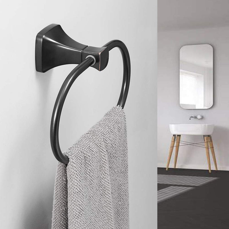 BESy Bathroom Hardware Accessory Hand Towel Ring,Oil Rubbed Bronze Stainless Steel Hand Towel Holder, Wall Mounted with Screws, Square Pedestal - NewNest Australia