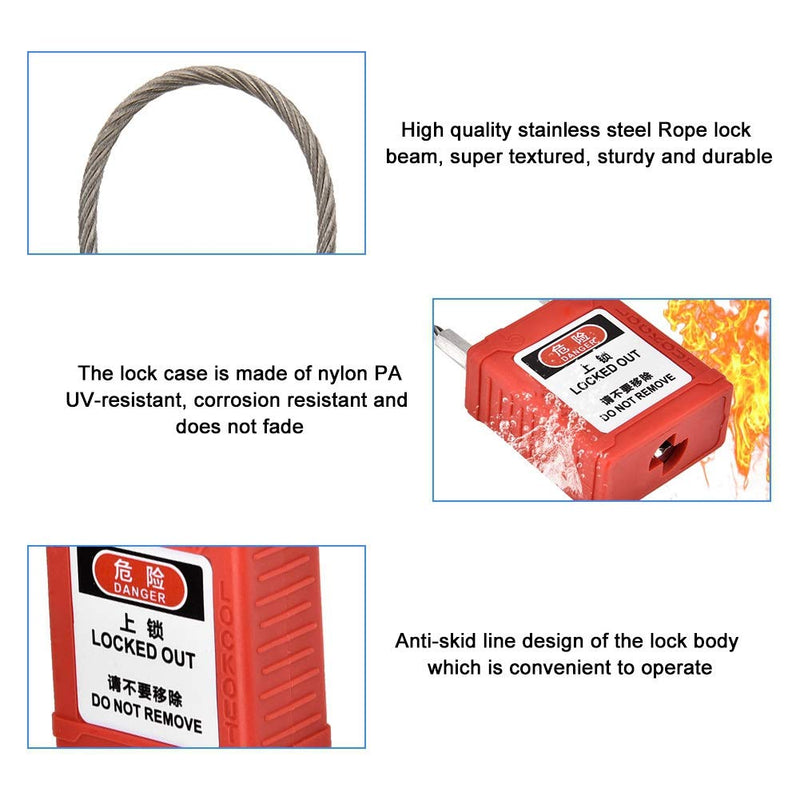 Lockout Tagout Locks, Safety Padlock Engineering Non-Conductive Lock Long Body Safety Padlock Red - NewNest Australia