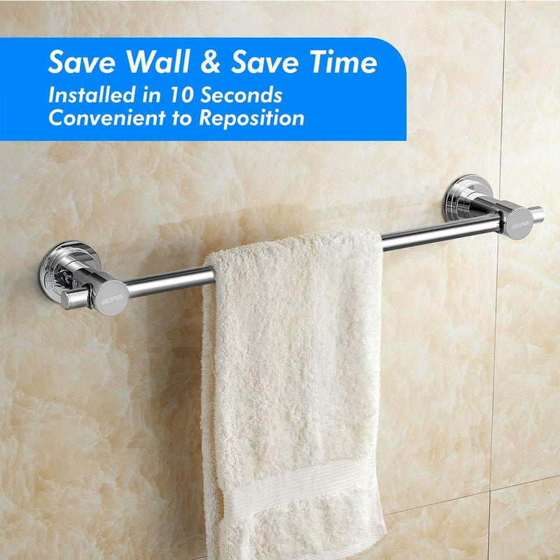 NewNest Australia - BOPai 24 inch Vacuum Suction Cup Towel Bar,Removeable Shower Mat Rod Shower Door Adhesive Towel Bar Suction Towel Rack,Premium Chrome 