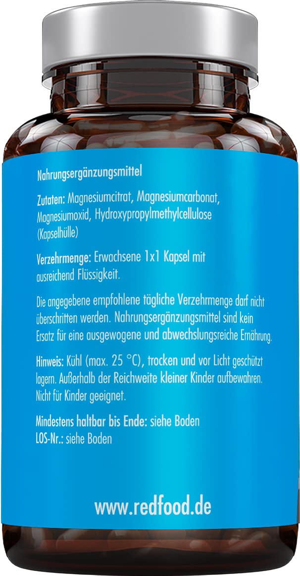 Magnesium V3 Capsules ‚ 180 Capsules (6 Month Supply) 300Mg Elementary Magnesium Vegan ‚ Magnesium Carbonate + Magnesium Citrate + Magnesium ‚ Oxide Best Bioavailability Without Magnesium Stearate - NewNest Australia
