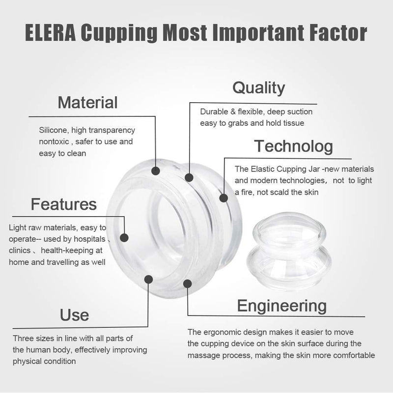 Silicone Massage Cupping Therapy Sets, ELERA Professional Chinese Massage Cups Tools for Joint Pain Relief, Massage Body (7 Cups) 7 Cups(S Size*3, M Size*2, L Size*2) - NewNest Australia