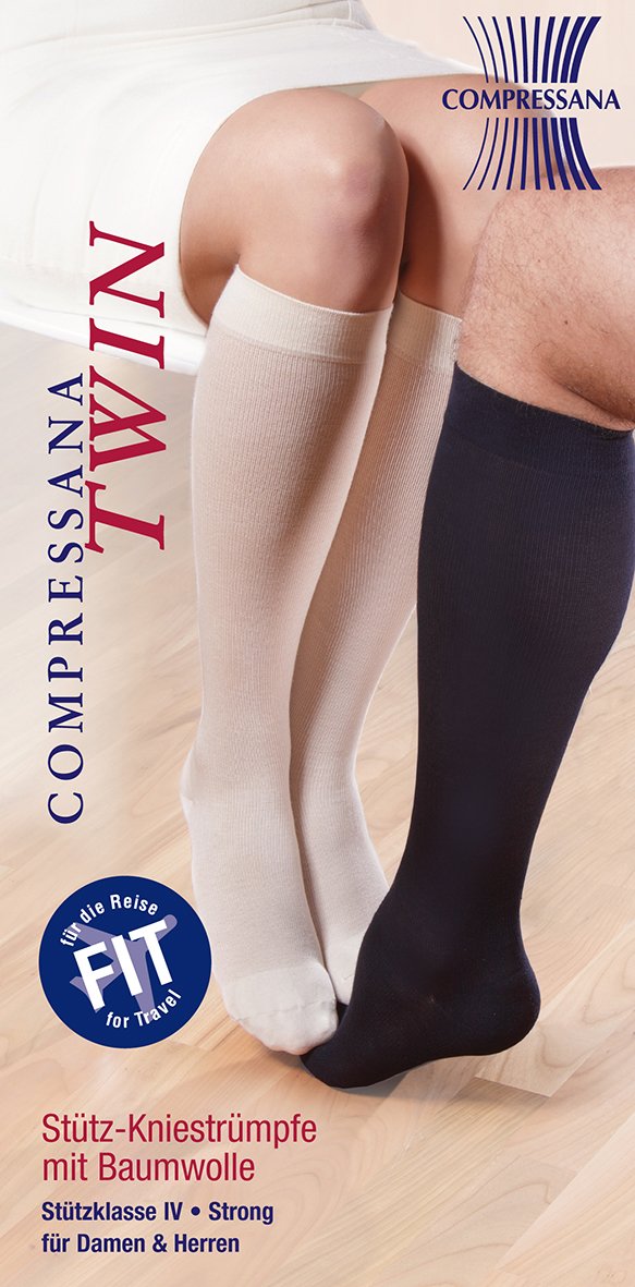 Compressana Twin Support Stockings For Work, Travel, Sports And Leisure, Particularly Effective Support With 21 Mmhg Compression (Support Class 4), Robust And Skin-Friendly, 1 Pair - NewNest Australia