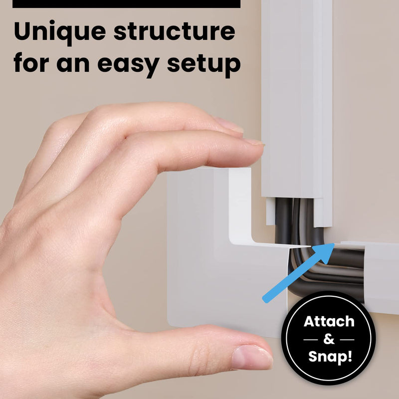 TV Cord Hider Kit -34" Cable Management Cord Cover Wall Wire Hider | Wire Covers for Cords, Cable Concealer, Cable Raceways, TV Cable Hider Wall Kit, Wall Mounted TV Cable Covers -1.1"W*0.55"H*17"L*2 1 Pack (34") White - NewNest Australia
