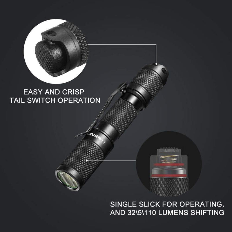 LUMINTOP TOOL AAA Mini EDC Flashlight, Pocket-Sized Keychain Flashlight, Super Bright 130lm OSRAM LED, 3 Modes, IP68 Waterproof, Best Tools for Camping, Hiking, Hunting, Backpacking, Fishing and EDC Black - NewNest Australia